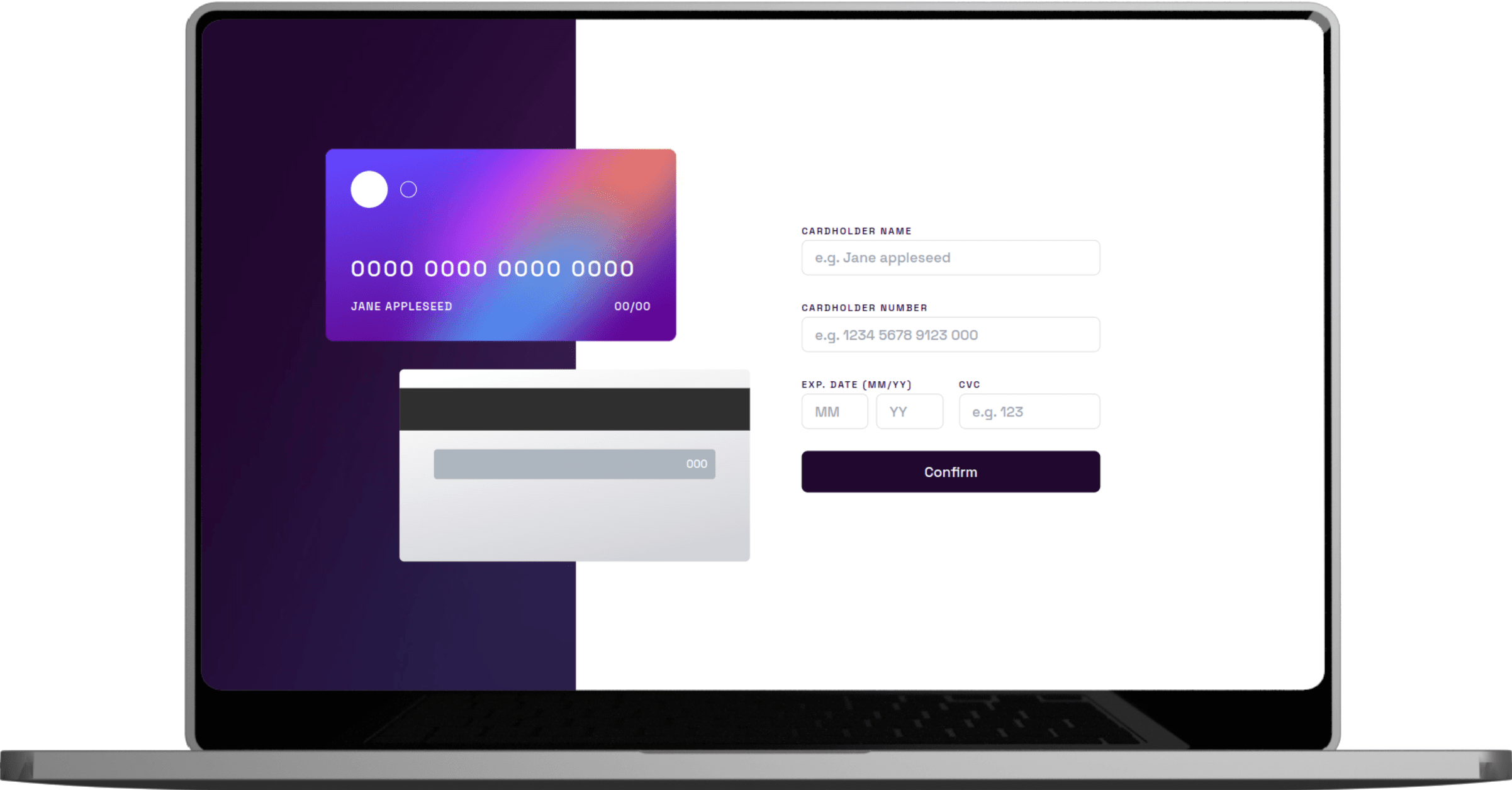 Screenshot from the card details project