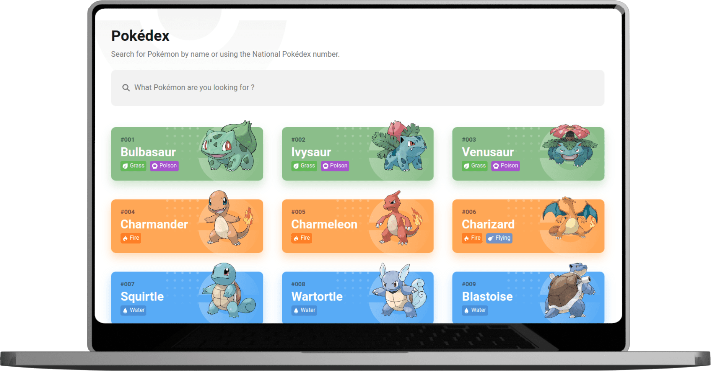 Screenshot from the Pokedex project